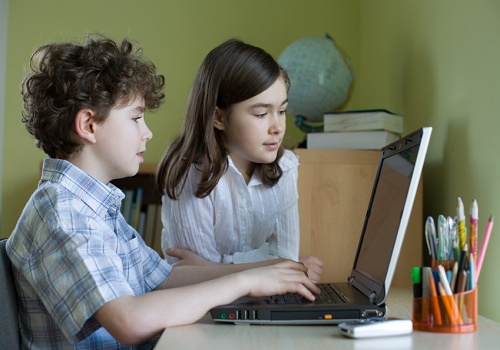 Children online education at home image